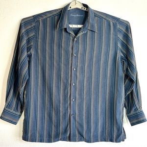 Tommy Bahama Men's Long Sleeve Shirt XL Button Up Blue Stripes